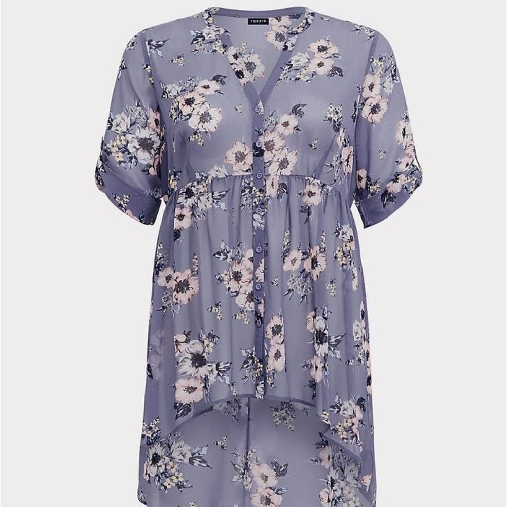 Torrid Size 5 Lexie - Blue Floral Chiffon Babydoll